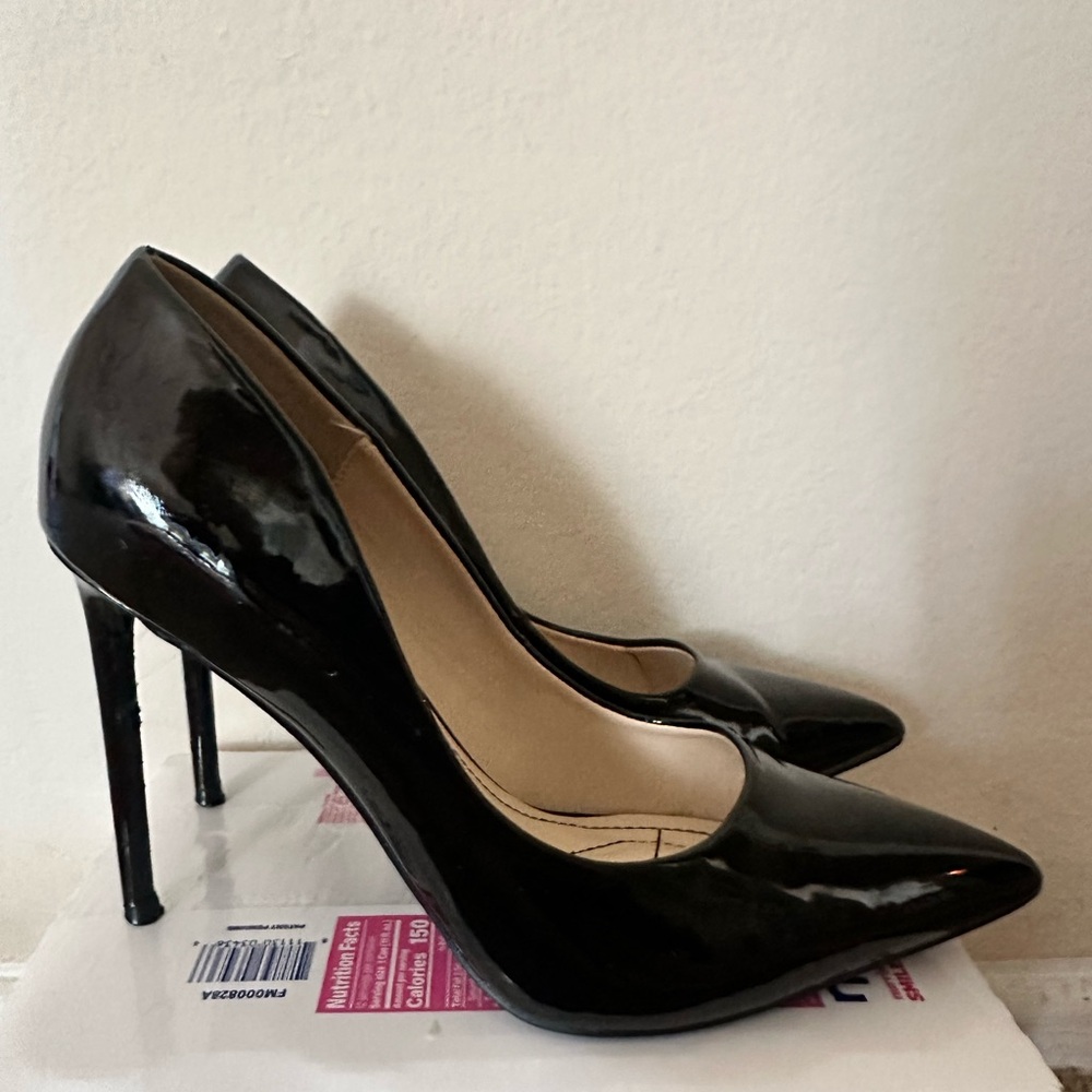 Sleek Black Patent Leather Heels